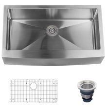Farmhouse 36" Single Basin Stainless Steel Kitchen Sink with Apron Front - Drain Assembly and Fitted Basin Rack Included Free