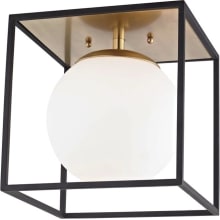 Aira Single Light 14" Wide Semi-Flush Globe Ceiling Fixture with Opal Etched Shade