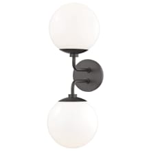 Stella 2 Light 7" Wide Wall Sconce with Opal Glossy Shades