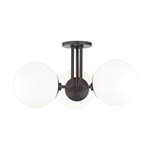 Stella 3 Light 18-1/4" Wide Semi-Flush Globe Ceiling Fixture with Opal Glossy Shades