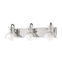 Riley 3 Light 24" Wide Wall Sconce with Clear Glass Shades