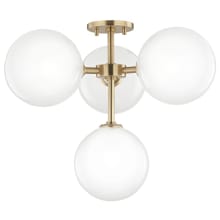 Ashleigh 4 Light 20-1/4" Wide LED Semi-Flush Globe Ceiling Fixture with Clear Outer and Etched Inner Shades