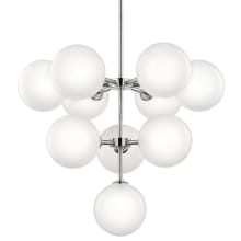 Ashleigh 10 Light 29-3/4" Wide LED Globe Chandelier with Clear Outer and Etched Inner Shades