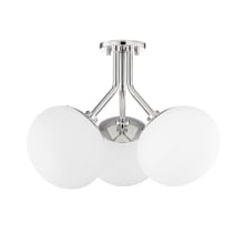 Estee 3 Light 19" Wide Semi-Flush Globe Ceiling Fixture with Opal Etched Shades