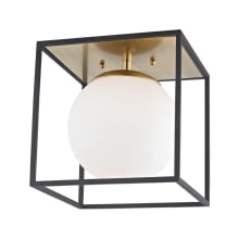 Aira Single Light 9-1/2" Wide Semi-Flush Globe Ceiling Fixture with Opal Etched Shade