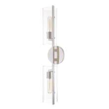 Ariel 2 Light 28" Tall Wall Sconce with Clear Glass Shades