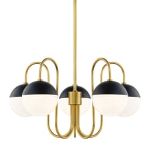 Renee 5 Light 28" Wide Chandelier with Frosted Glass Shades