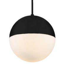Punk 14" Wide LED Pendant with Etched Glass Shade