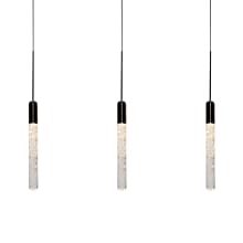 Magic 3 Light 40" Wide LED Linear Multi Light Pendant with Piastra Crystal Shades