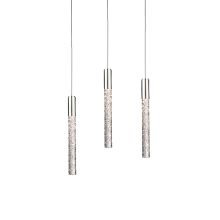 Magic 3 Light 40" Wide LED Linear Multi Light Pendant with Piastra Crystal Shades