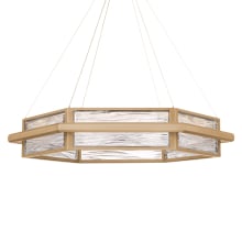 Atlantis 35" Wide LED Suspended Drum Chandelier with Pressed Glass Shade