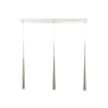 Cascade 3 Light 40" Wide LED Suspended Linear Multi Light Pendant with K-2 Hand Cut Clear Crystal Shades