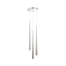 Cascade 3 Light 12" Wide LED Suspended Multi Light Pendant with K-2 Hand Cut Clear Crystal Shades