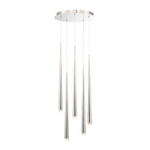 Cascade 5 Light 17" Wide LED Suspended Multi Light Pendant with K-2 Hand Cut Clear Crystal Shades