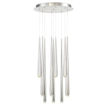 Cascade 9 Light 17" Wide LED Suspended Multi Light Pendant with K-2 Hand Cut Clear Crystal Shades