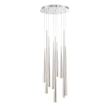 Cascade 9 Light 17" Wide LED Crystal Multi Light Pendant with Frosted Glass Endcap Shades