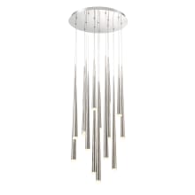 Cascade 15 Light 23" Wide LED Crystal Multi Light Pendant with Frosted Glass Endcap Shades