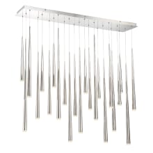 Cascade 23 Light 54" Wide LED Crystal Linear Multi Light Pendant with Frosted Glass Endcap Shades