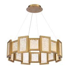 Fury 28" Wide LED Suspended Drum Chandelier with Opal Glass Shade