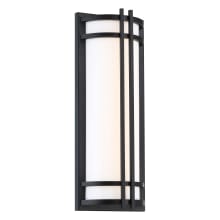 Skyscraper 18" Tall LED Outdoor Wall Sconce / Flush Mount Ceiling Fixture with UV Rated White Acrylic Shade