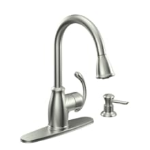 Single Handle Kitchen Faucet with Pullout Spray and Soap Dispenser from the Terrace Collection