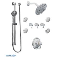 Thermostatic Shower System with Rain Shower, 3 Volume Controls, 4 Body Sprays, and Hand Shower with Slide Bar (Valves Included)