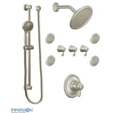 Thermostatic Shower System with Rain Shower, 3 Volume Controls, 4 Body Sprays, and Hand Shower with Slide Bar (Valves Included)