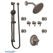 Thermostatic Shower System with Rain Shower, 3 Volume Controls, 4 Body Sprays, and Hand Shower with Slide Bar (Valves Included)