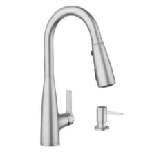 Haelyn 1.5 GPM Single Hole Pull Down Kitchen Faucet with ColorCue Temperature Indicator - Includes Soap Dispenser and Escutcheon