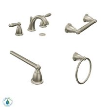 Bathroom Faucet Package with Widespread Faucet, Toilet Paper Holder, 24" Towel Bar and Towel Ring
