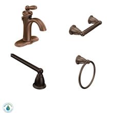Bathroom Faucet Package with Single Hole Faucet, Toilet Paper Holder, 24" Towel Bar and Towel Ring