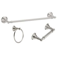 3-Piece Bathroom Accessory Kit Including Towel Bar, Towel Ring and Double Post Tissue Holder