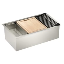 1800 Series 32" Undermount Single Basin Stainless Steel Kitchen Sink with Basin Rack, Basket Strainer, Colander and Cutting Board