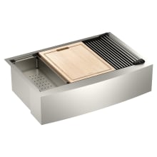 1800 Series 33" Undermount Single Basin Stainless Steel Kitchen Sink with Basin Rack, Basket Strainer, Colander and Cutting Board