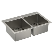 1800 Series 33" Undermount 50/50 Double Basin Stainless Steel Kitchen Sink