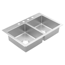 2000 Series 33" Drop In Double Basin Stainless Steel Kitchen Sink