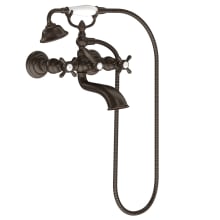 Weymouth Wall / Floor Mounted Clawfoot Tub Filler with Built-In Diverter, Cross Handles, and Hand Shower - Risers and Rough-In Sold Separately