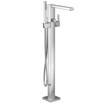 90 Degree Floor Mounted Tub Filler with Built-In Diverter - Includes Hand Shower