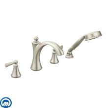 Wynford Deck Mounted Roman Tub Filler Trim with Metal Lever Handles - Includes Personal Shower