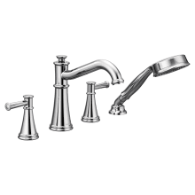 Belfield Deck Mounted Roman Tub Filler Trim with Metal Lever Handles - Includes Personal Hand Shower