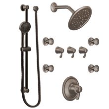 Thermostatic Shower System with Rain Shower, 3 Volume Controls, 4 Body Sprays, and Hand Shower with Slide Bar (Valves Included)