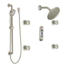 Double Handle Vertical Spa Trim with Rainshower Shower Head 4 Body Sprays and Personal Hand Shower from the ioDIGITAL Collection