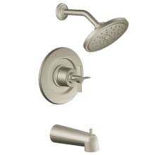 Single Handle PosiTemp Tub and Shower Trim with Rain Shower Head from the Solace Collection