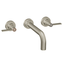 Double Handle Widespread Wall Mount Bathroom Faucet with Metal Lever Handles from the Solace Collection