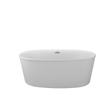 Adel 58" Free Standing Solid Surface Tub with Center Drain, and Overflow