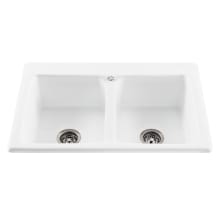 Basics 32-1/4" Undermount Double Basin Acrylic Kitchen Sink