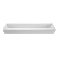 Petra 47-1/2" Rectangle SculptureStone Vessel Bathroom Sink with Two Drain Holes