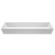Petra 41-1/8" Rectangle SculptureStone Vessel Bathroom Sink with Two Drain Holes