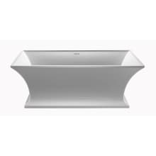 Intarcia 67" Free Standing SculptureStone Soaking Tub with Center Drain, Drain Assembly, and Overflow