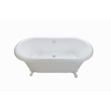 Melinda 10 66" Free Standing DoloMatte Clawfoot Soaking Tub with Center Drain, Drain Assembly, and Overflow